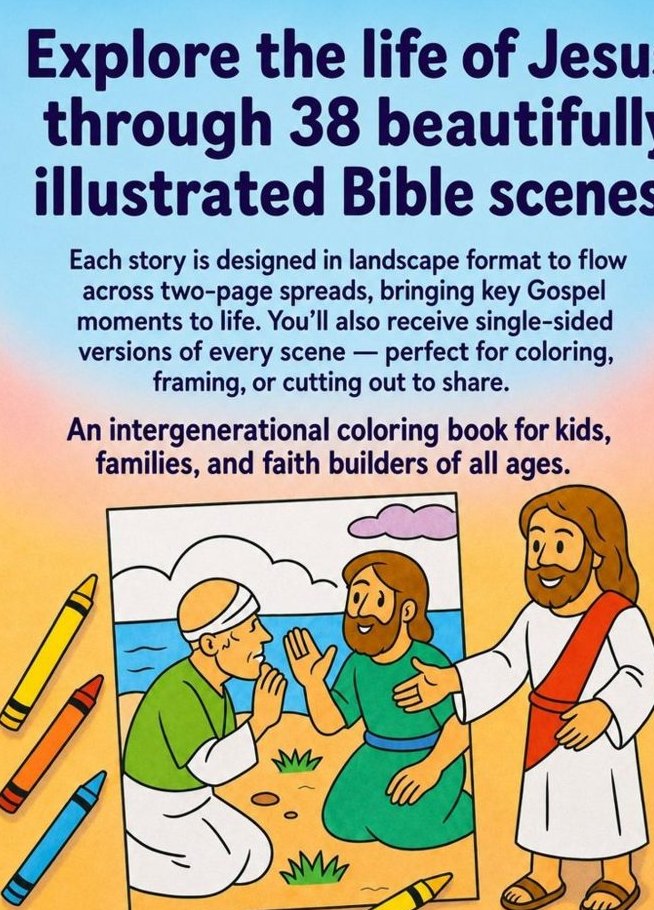 Moments with Jesus: the back cover: 38 illustrated Bible scenes