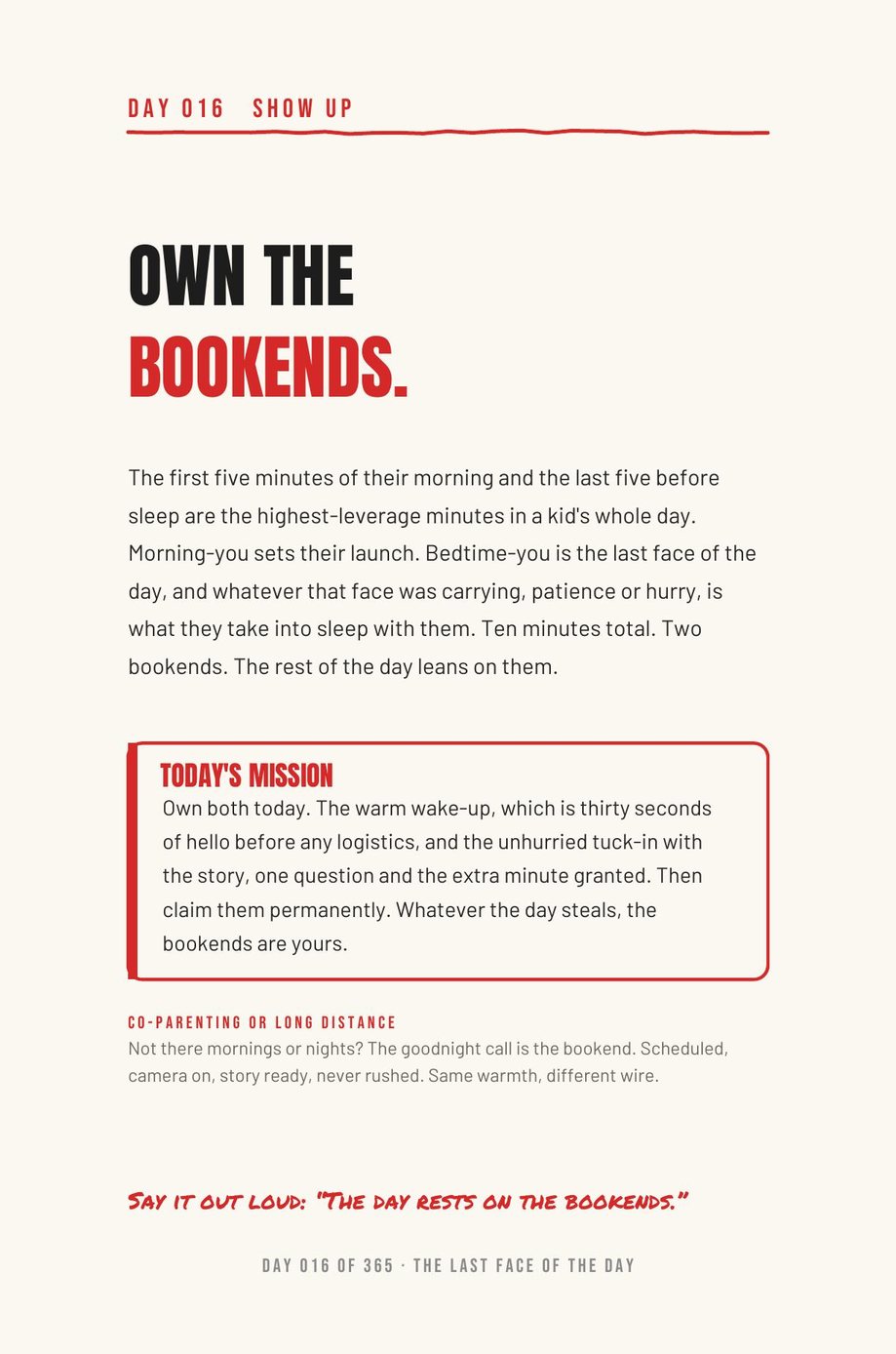 Dad The F*ck Up: Day 016, Own the Bookends, on claiming the first and last five minutes of a kid's day
