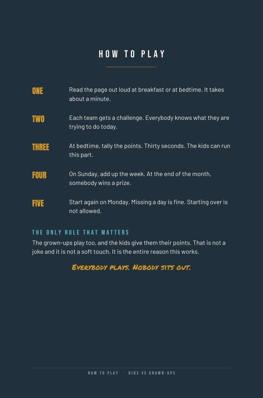 Kids vs Grown-Ups sample page: How To Play