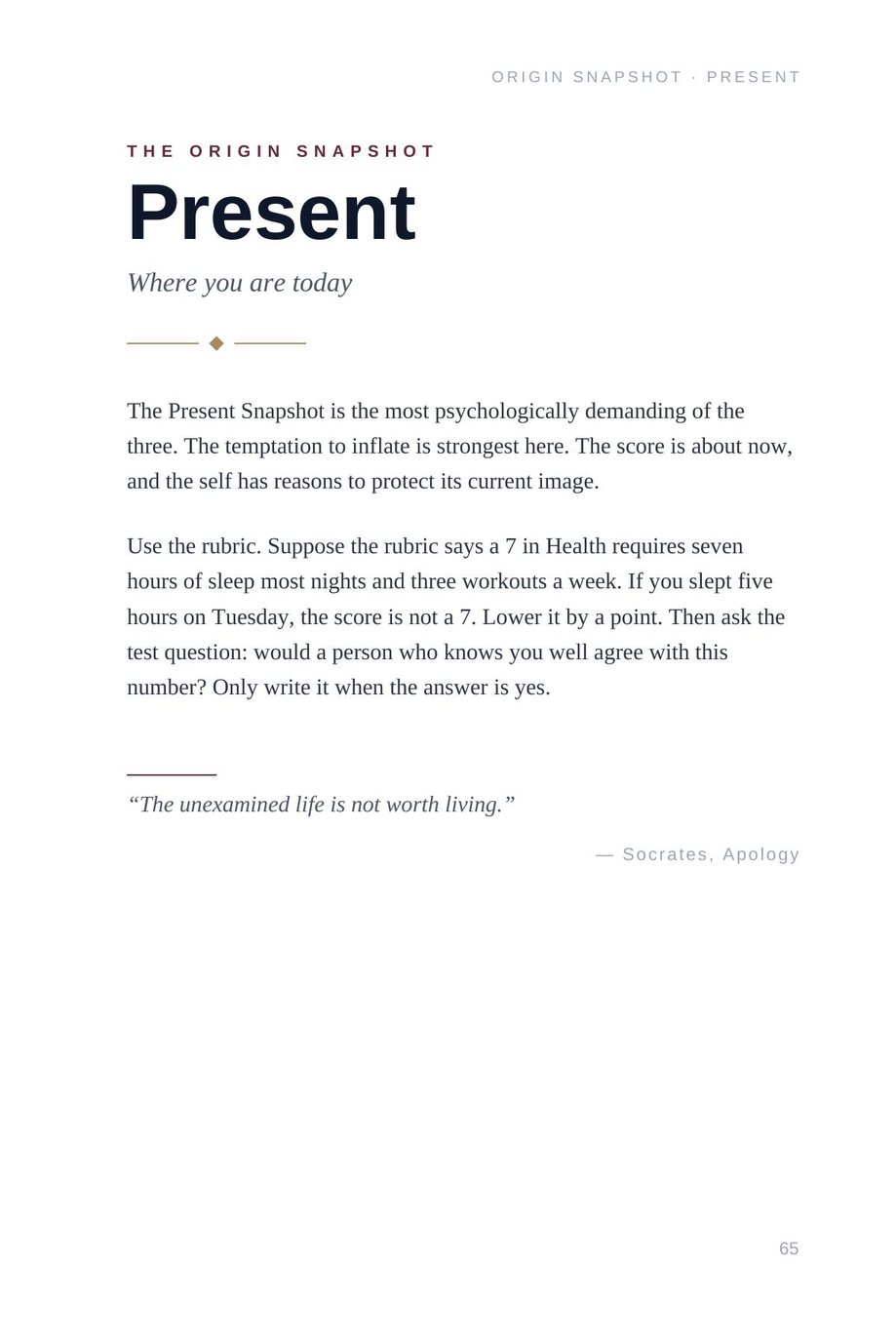 Lifetime Blueprint: the Present Snapshot, where you actually are today