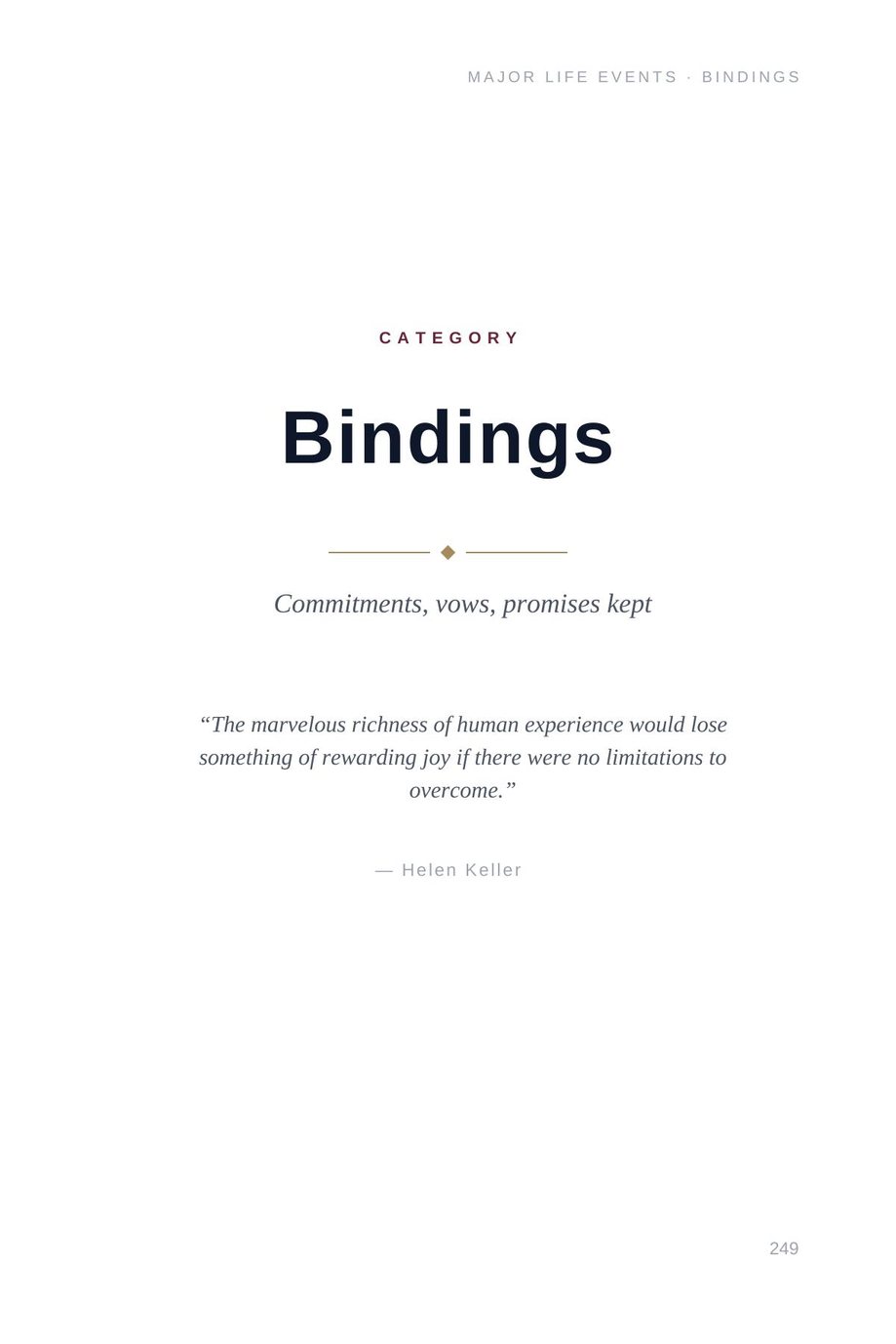 Lifetime Blueprint: the Bindings category divider