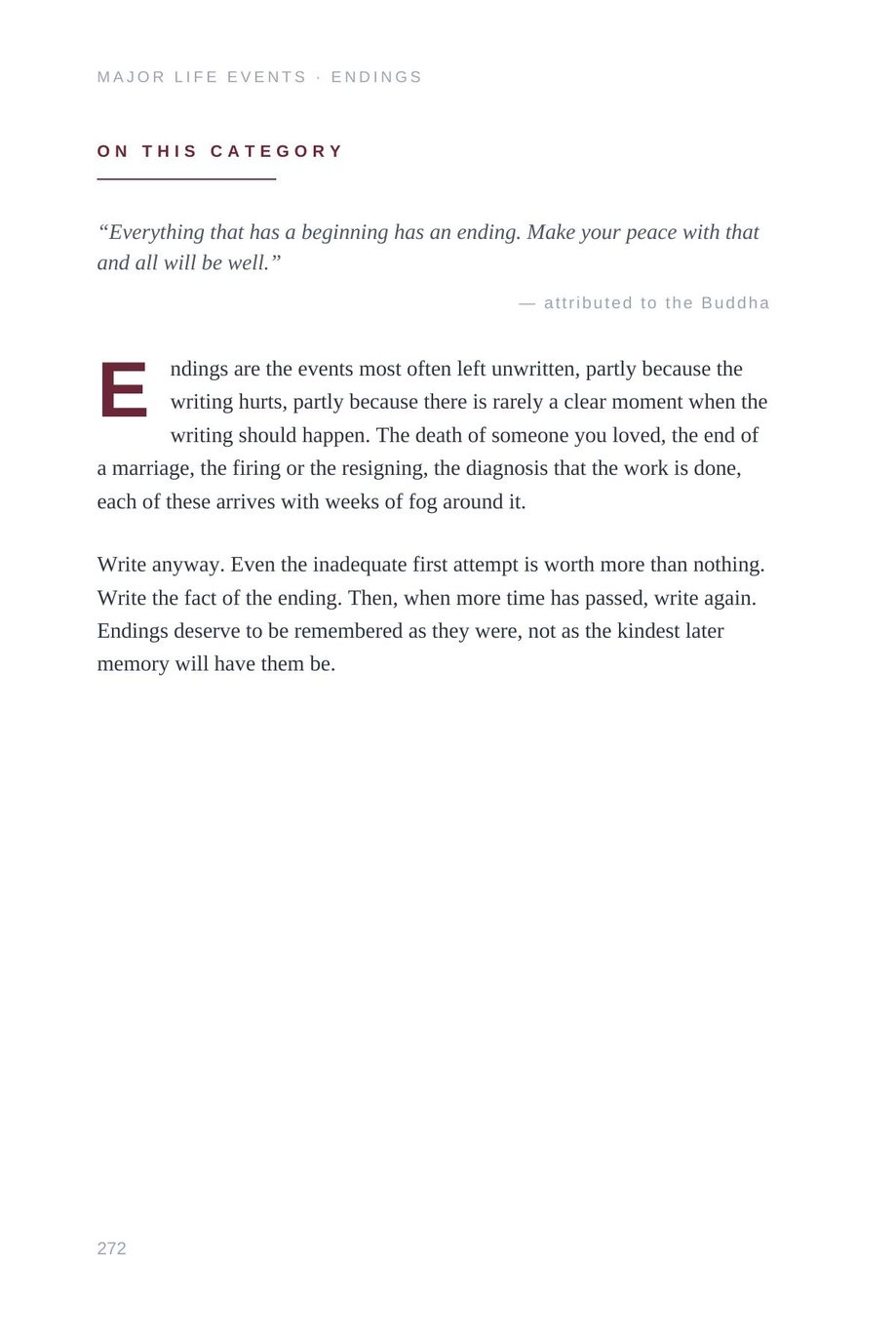 Lifetime Blueprint: the Endings category essay, write anyway