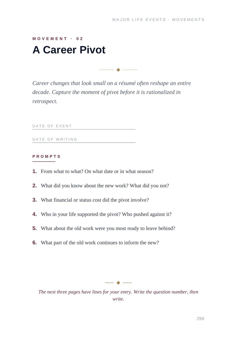 Lifetime Blueprint: the Career Pivot template prompts