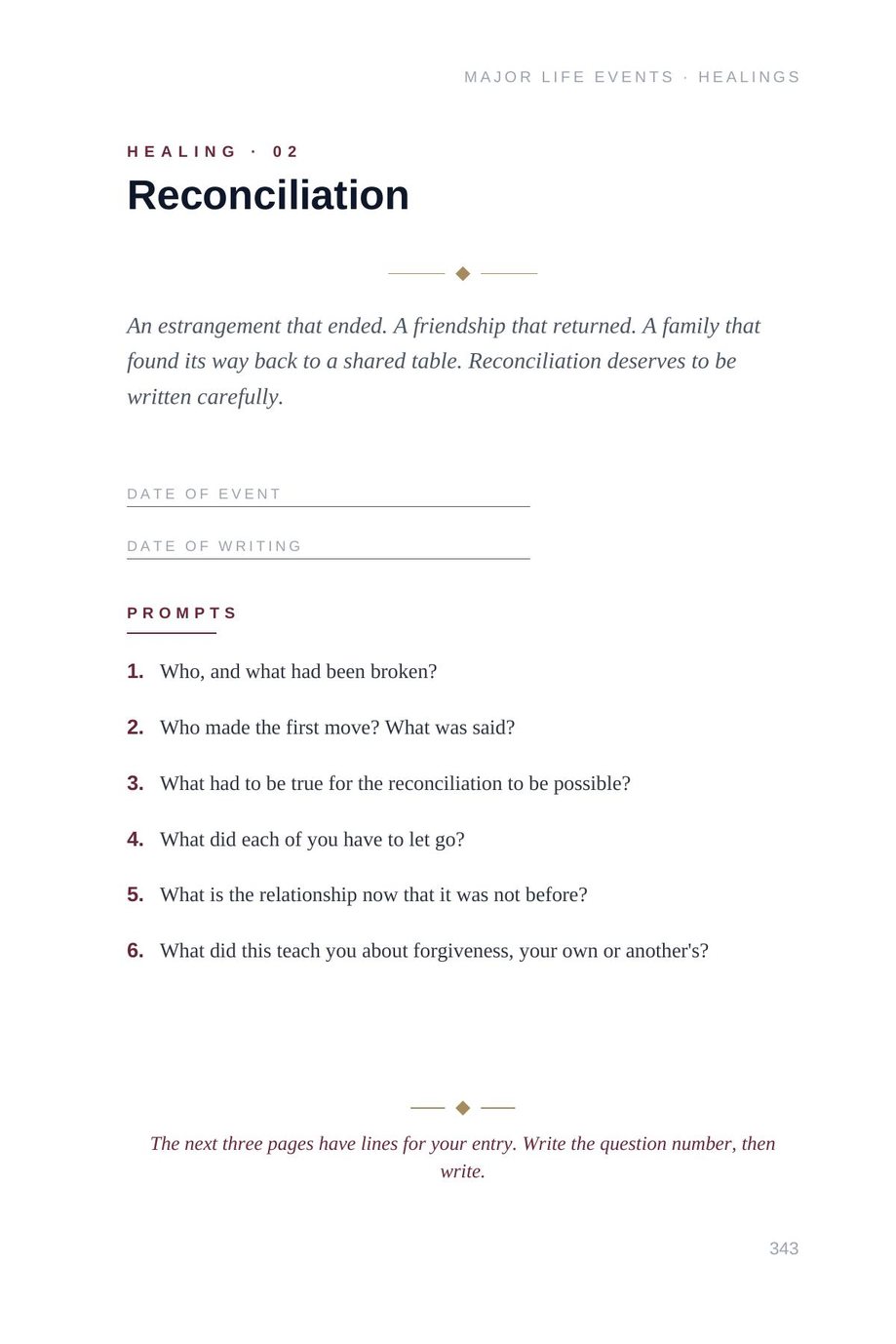 Lifetime Blueprint: the Reconciliation template prompts