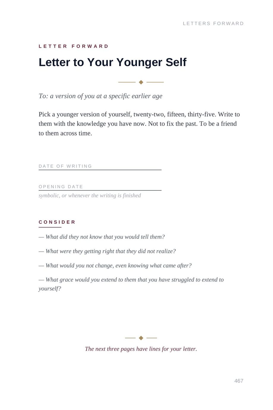 Lifetime Blueprint: the Letter to Your Younger Self template