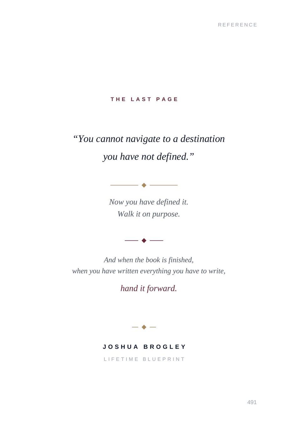 Lifetime Blueprint: the last page, you cannot navigate to a destination you have not defined