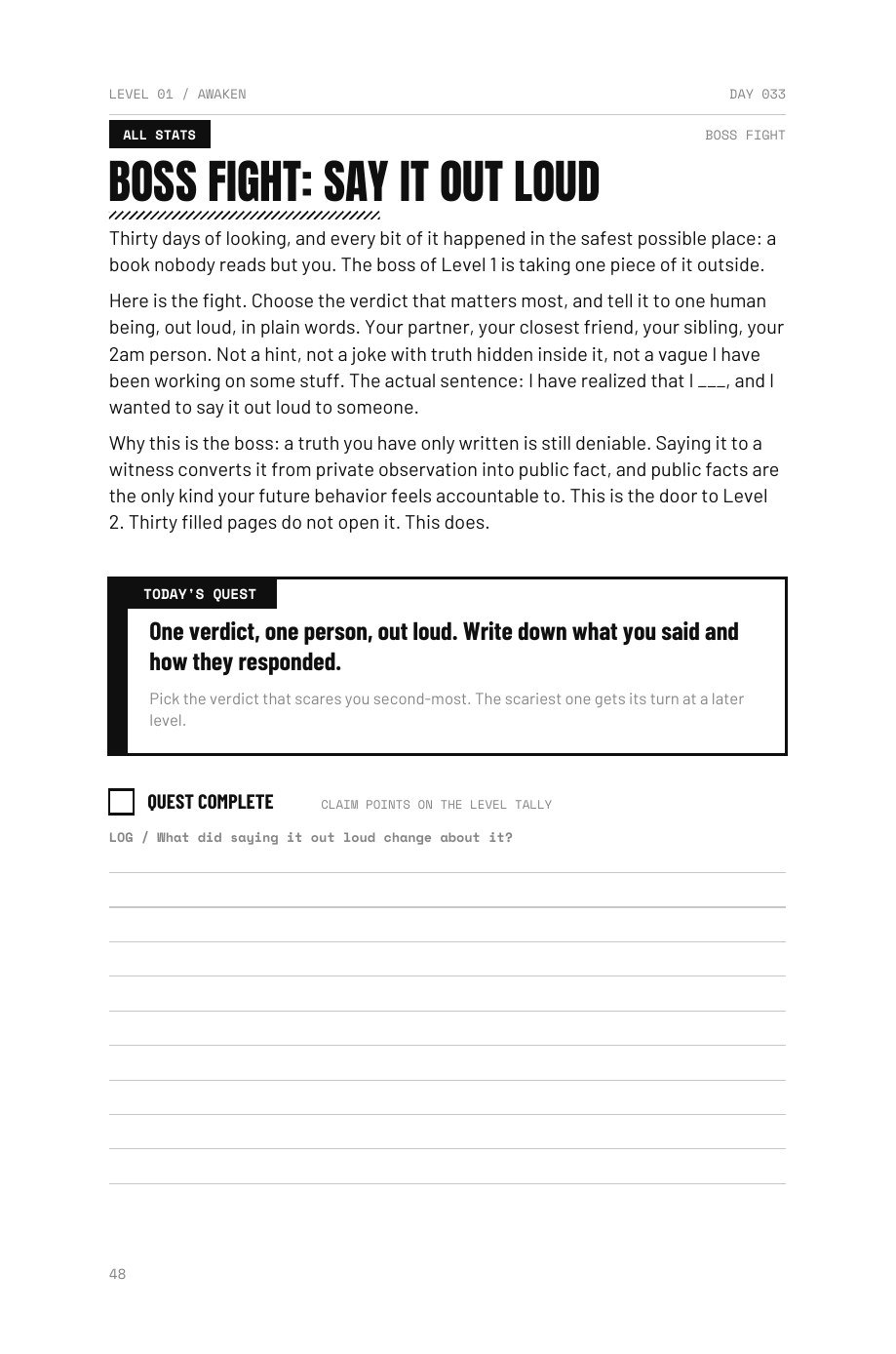 Level The F*ck Up sample page: A boss fight page