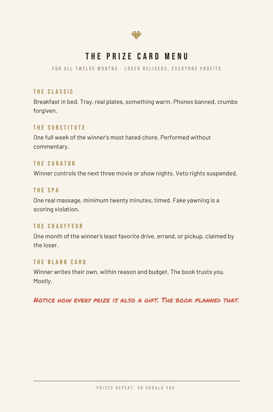The Love Game interior page: Play Again: the closing page