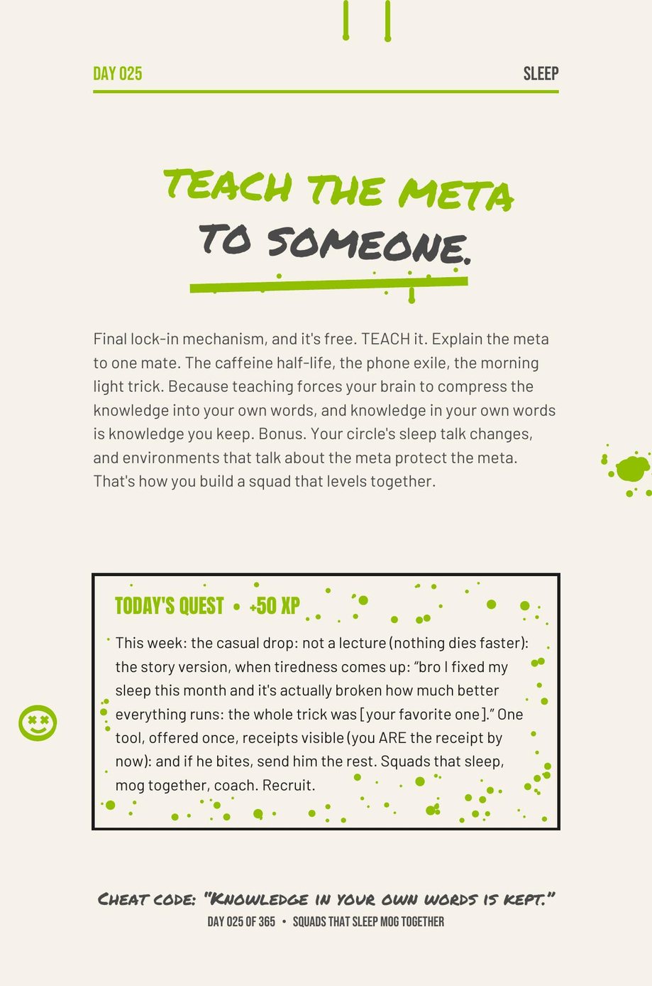MAXX The F*ck Up: Day 025, Teach the Meta to Someone, a page about squads that sleep and mog together
