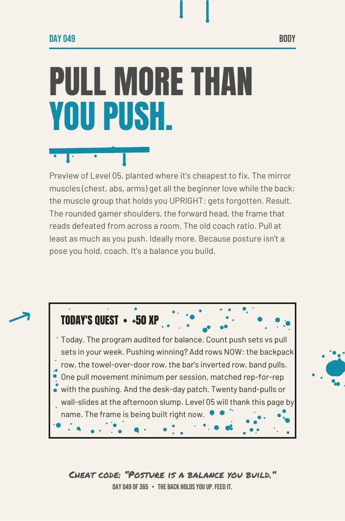 Maxx The F*ck Up, Day 49: pull more than you push