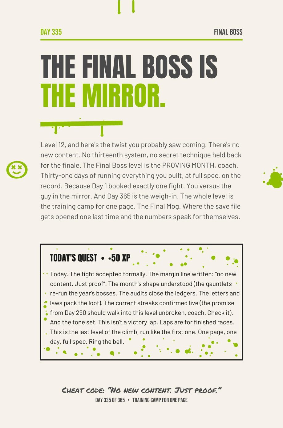 MAXX The F*ck Up: Day 335, The Final Boss Is the Mirror, closing the year against the only opponent that counts