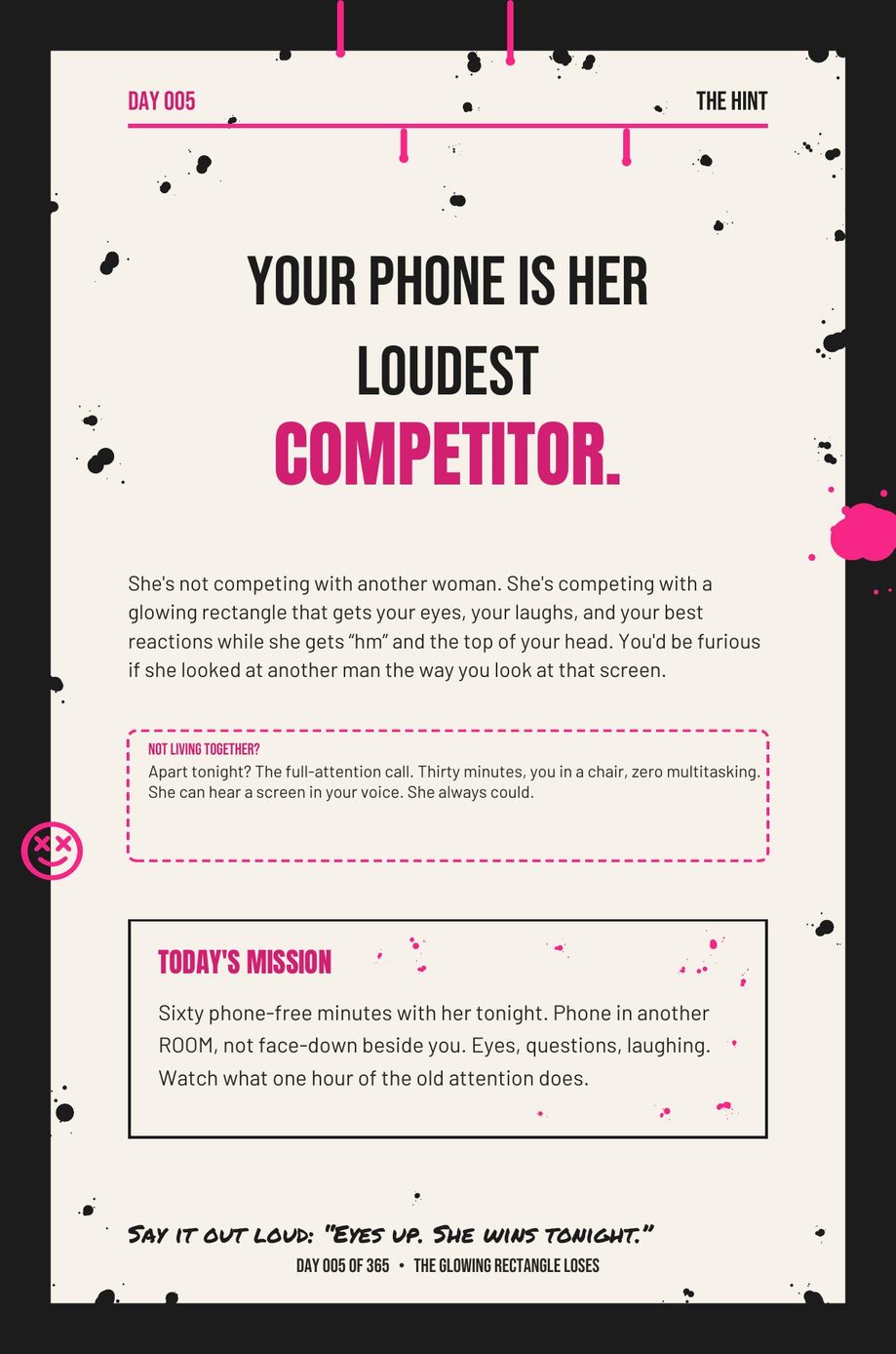She Bought You This Book, Day 5: your phone is her loudest competitor