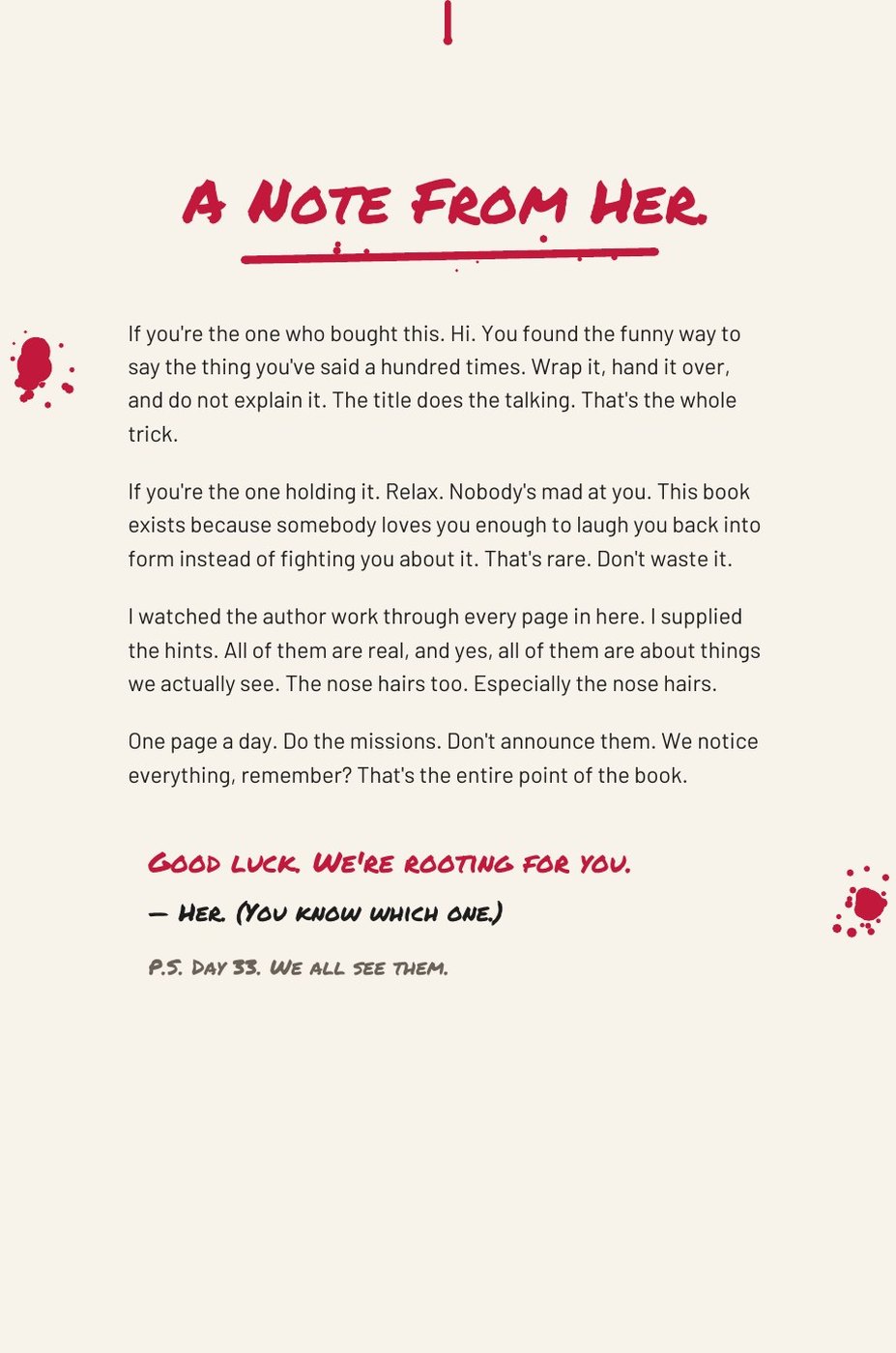 She Bought You This Book interior page: How This Works: the daily hint system