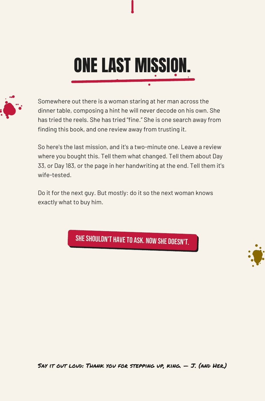 She Bought You This Book interior page: One Last Mission: the final page