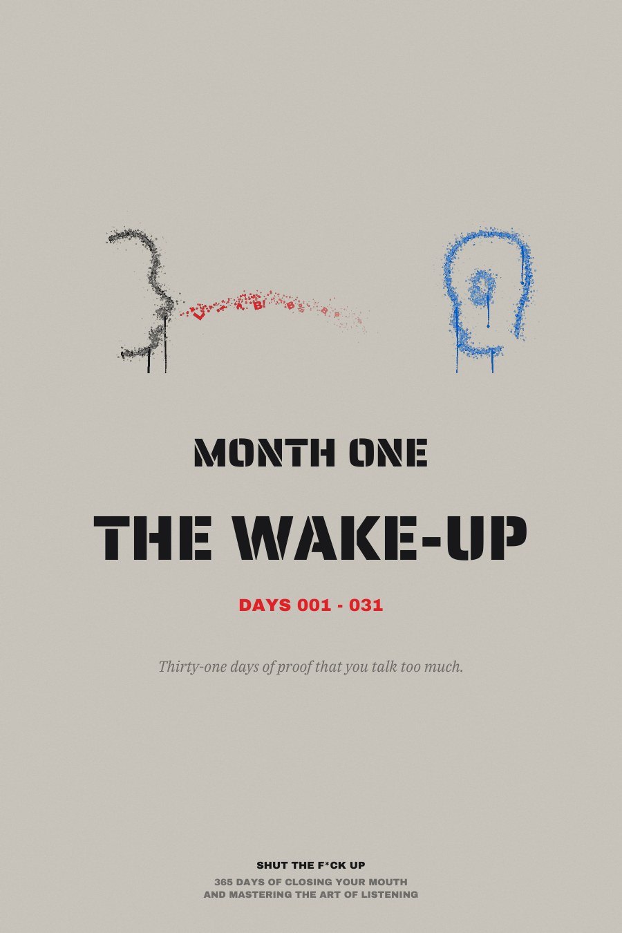 Shut The F*ck Up sample page: Month One divider: The Wake-Up