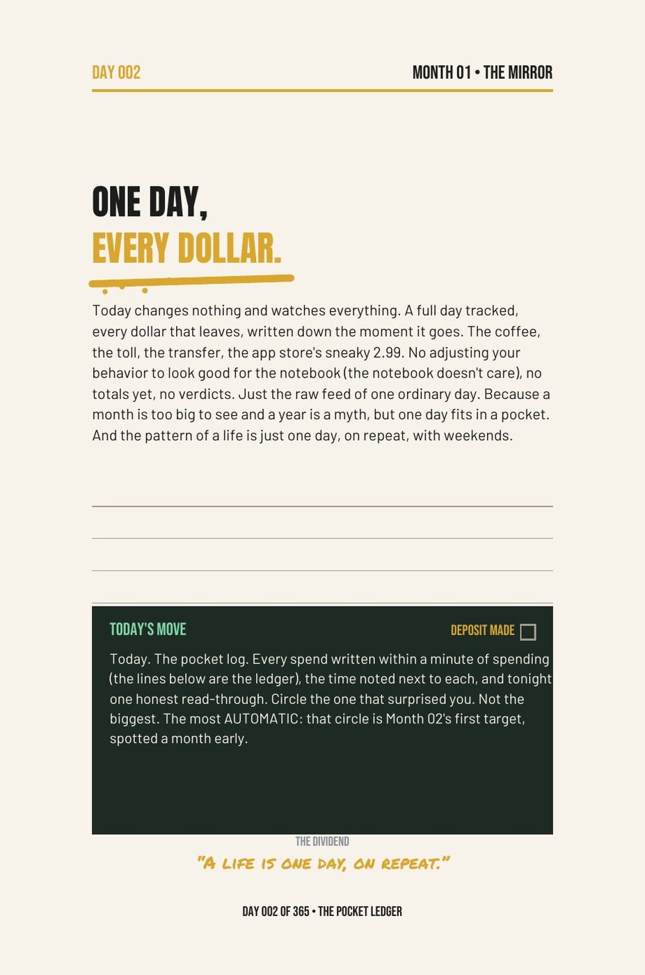 Stack The F*ck Up interior page: Day 12: The Subscription page from Month One