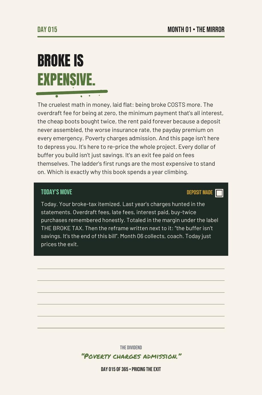 Stack The F*ck Up: Day 015, Broke Is Expensive, laying out the extra cost of having no margin