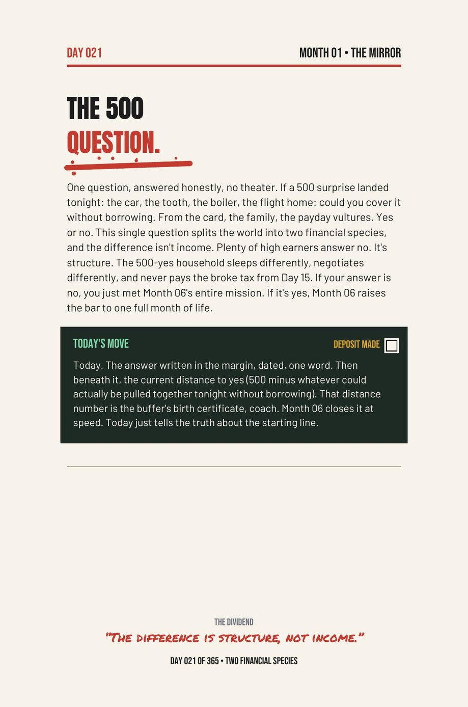 Stack The F*ck Up: Day 021, The 500 Question, asking what happens if a surprise bill lands today