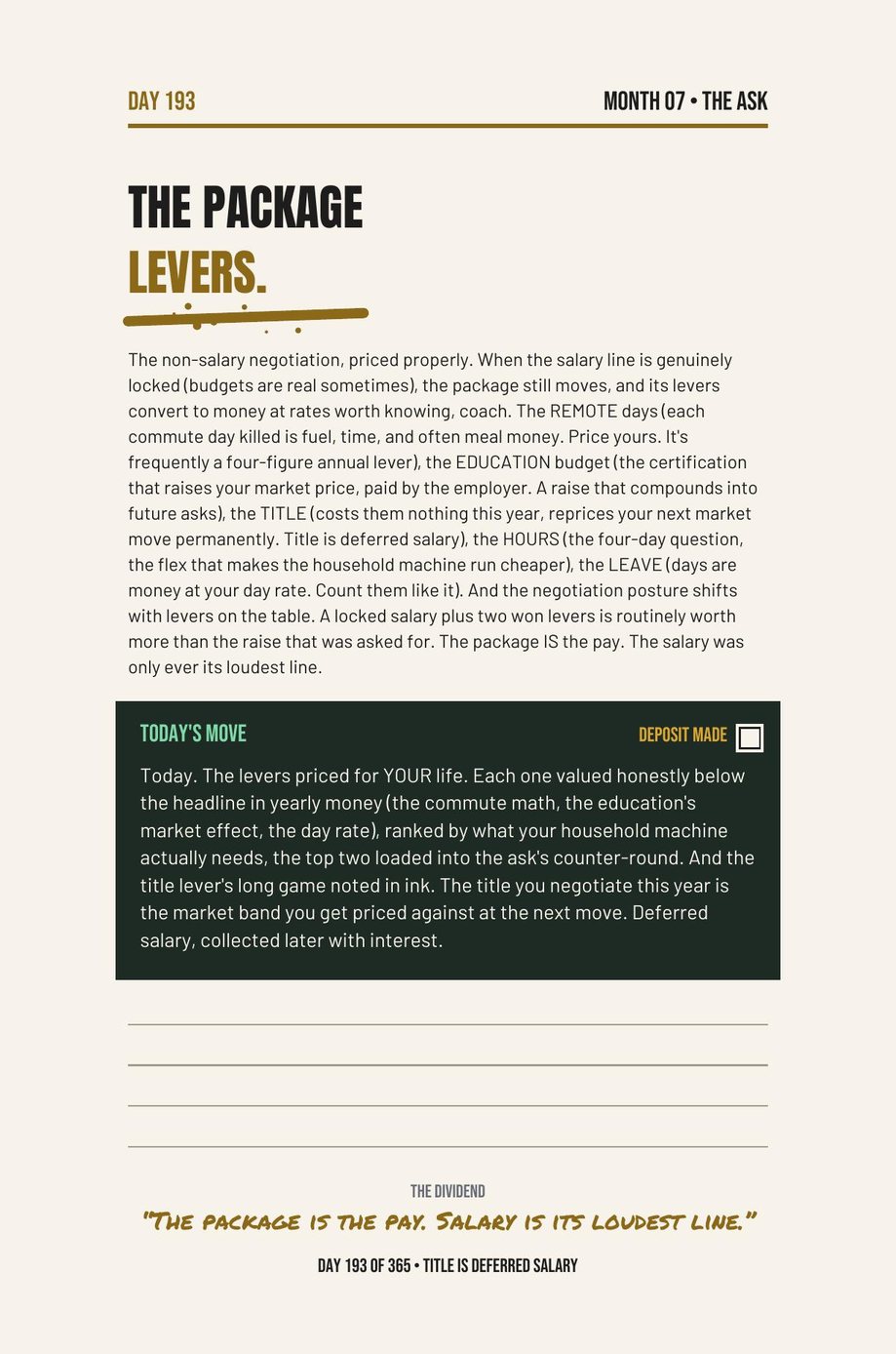 Stack The F*ck Up: Day 193, The Package Levers, on what to negotiate besides base salary