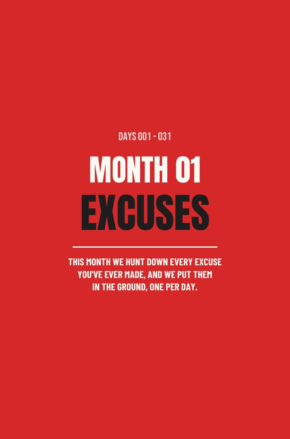 Step The F*ck Up interior page: Month One divider: the war on excuses begins