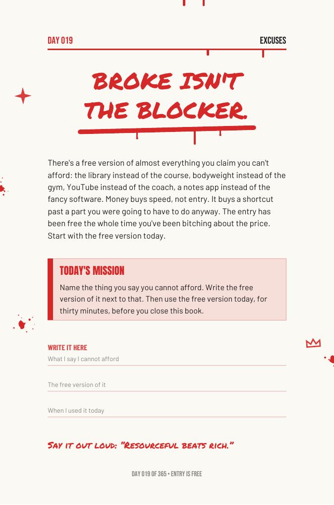 Step The F*ck Up, Day 19: broke isn't the blocker