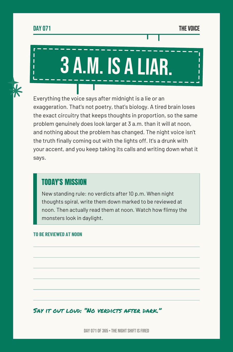 Step The F*ck Up, Day 71: 3 a.m. is a liar, no verdicts after 10 p.m.