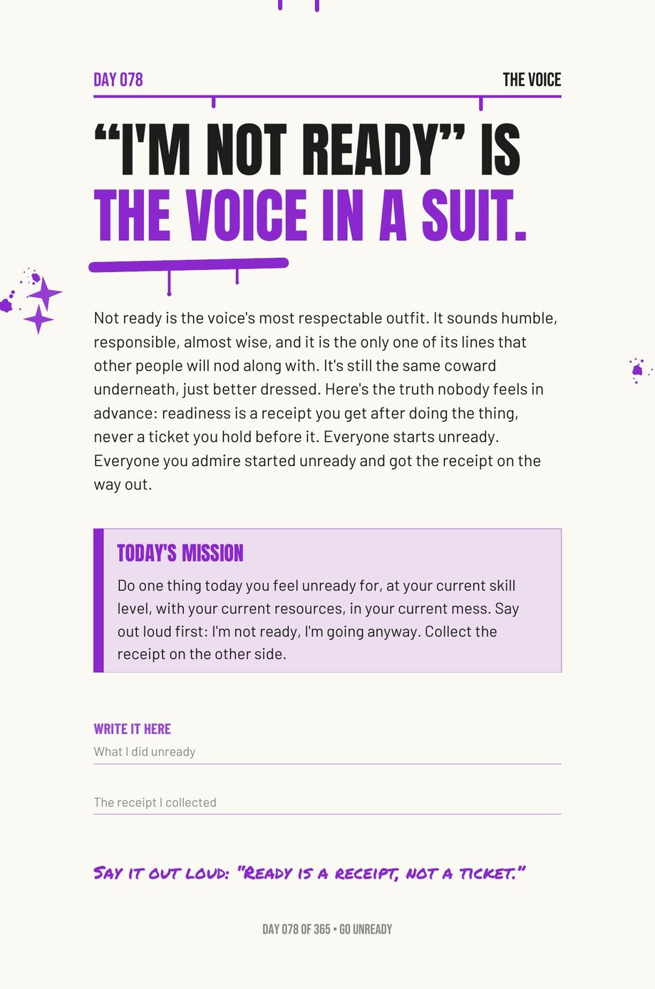 Step The F*ck Up, Day 78: I'm not ready is the voice in a suit