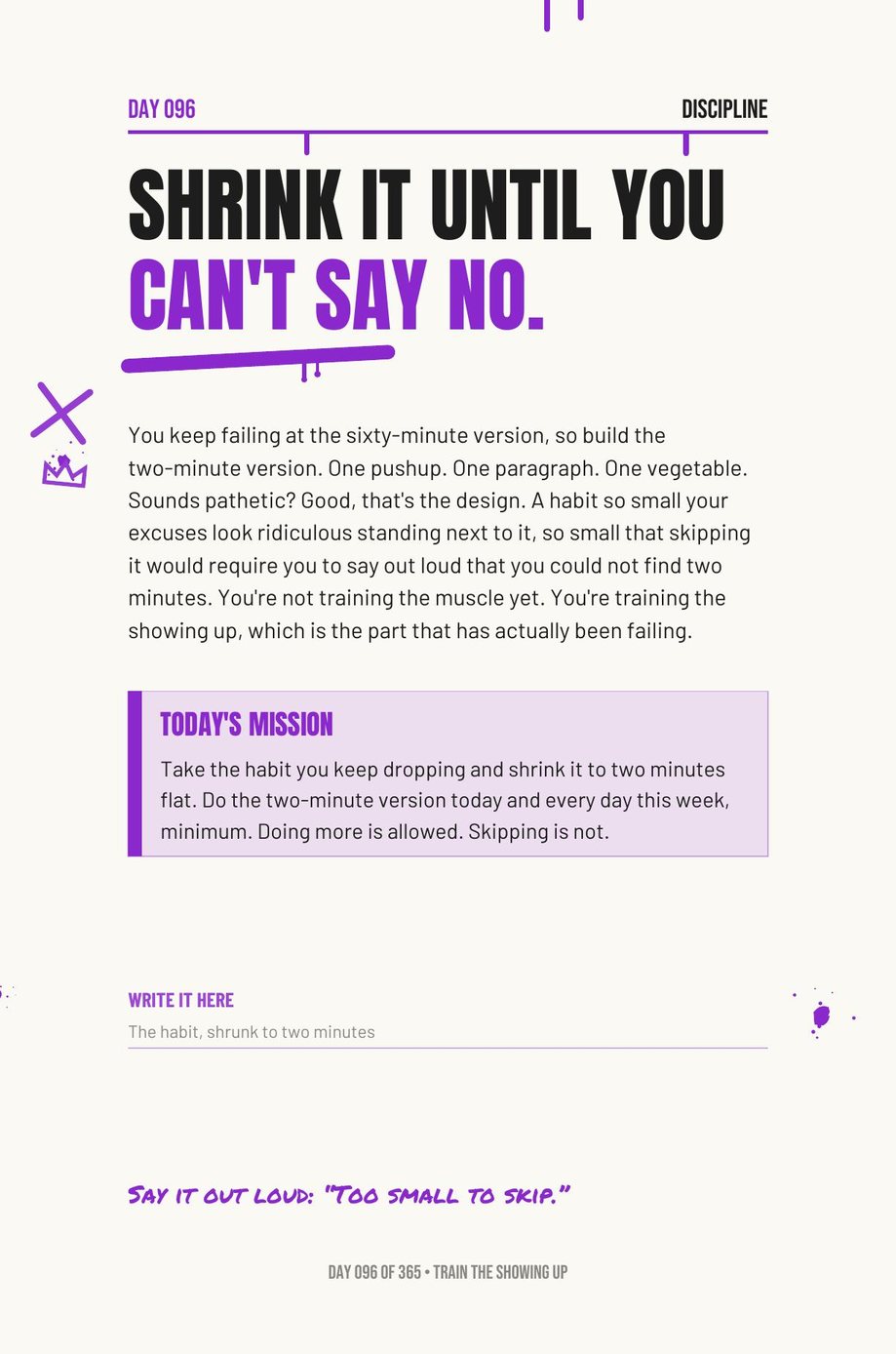 Step The F*ck Up, Day 96: shrink it until you can't say no