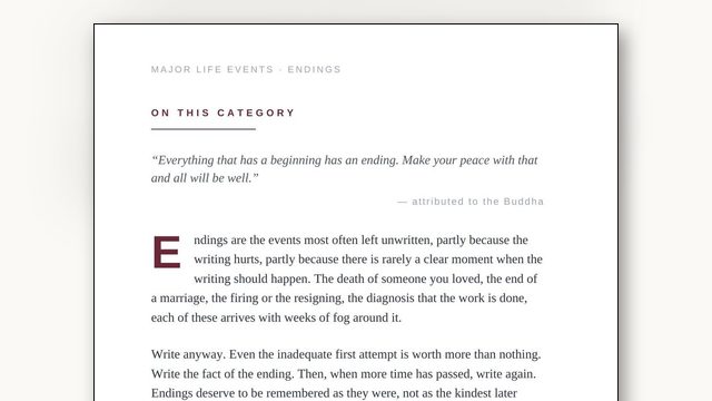 Endings: Why the Events Most Worth Writing Go Unwritten