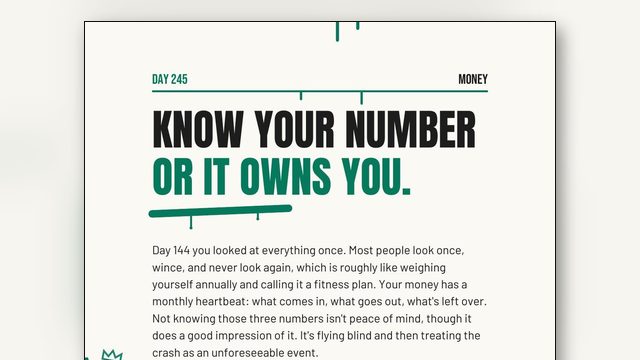 Know Your Three Monthly Numbers or They Own You