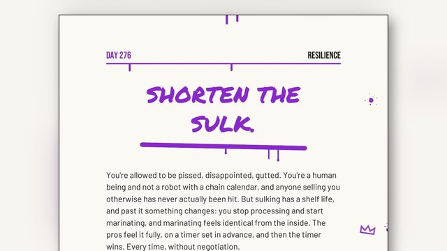 How to Shorten the Sulk: Feel It Fully, on a Timer Set in Advance
